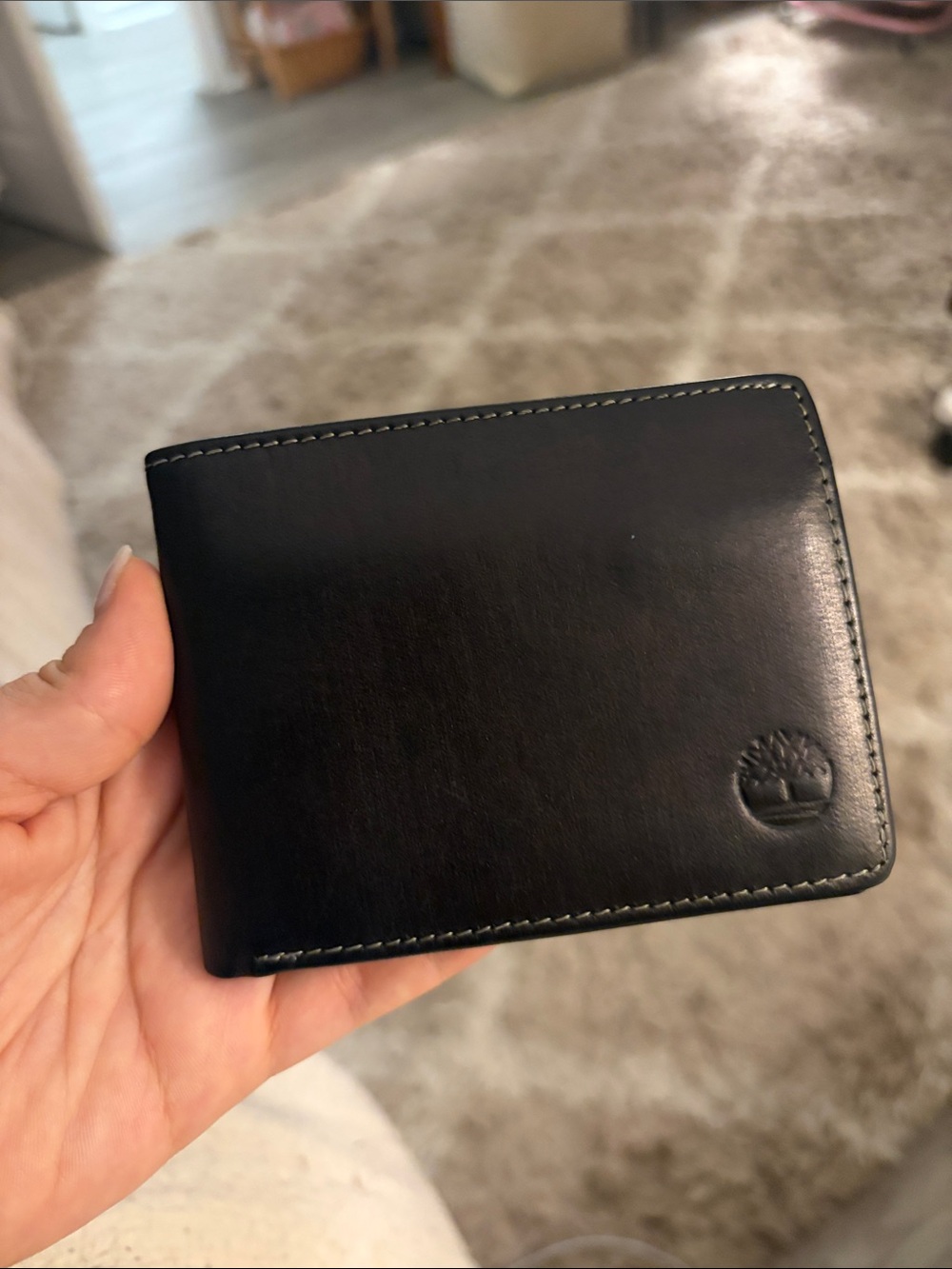 Timberland Black Leather Wallet with Embossed Logo NWOT